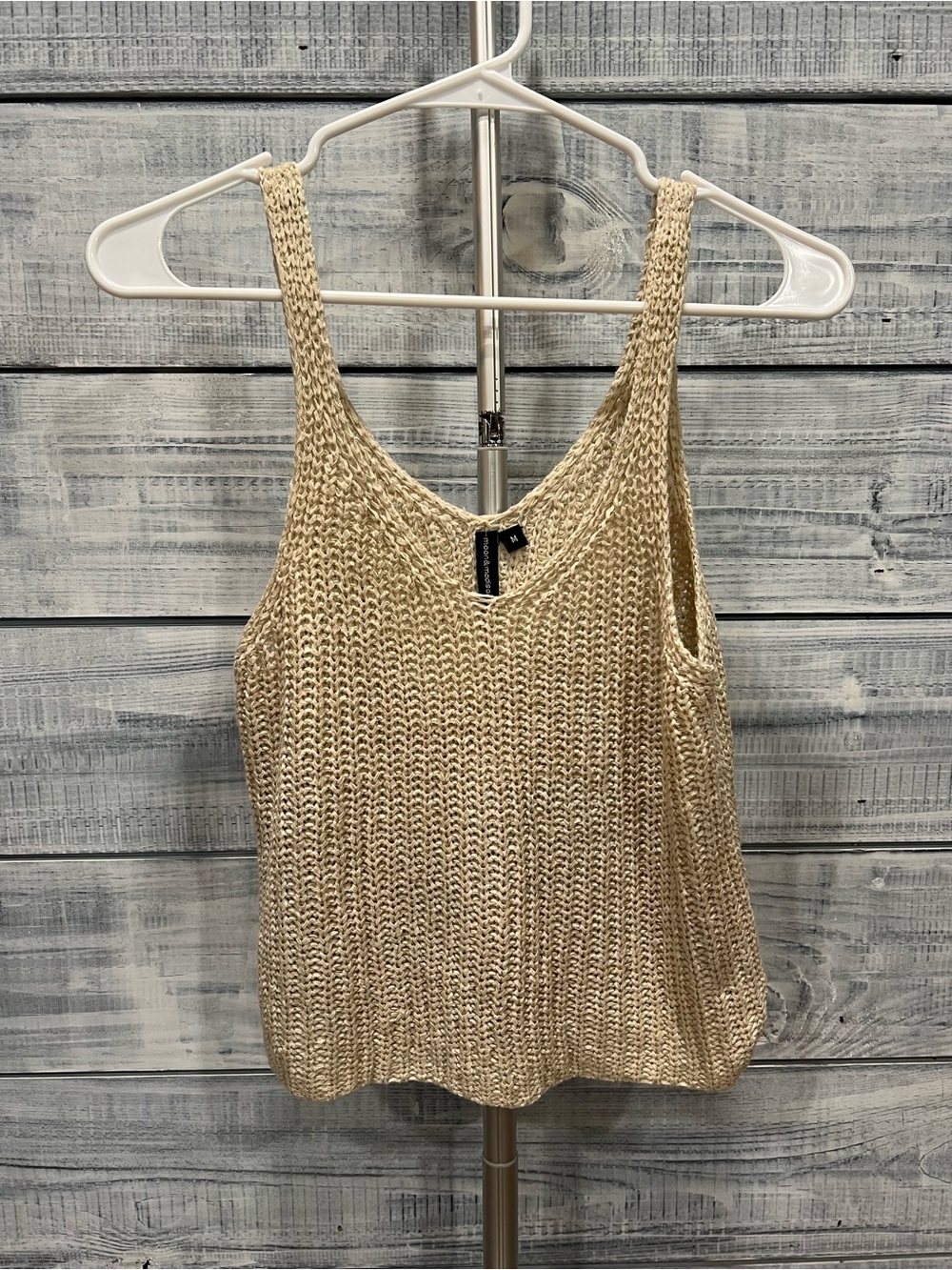moon & madison Cream Crochet Tank Top